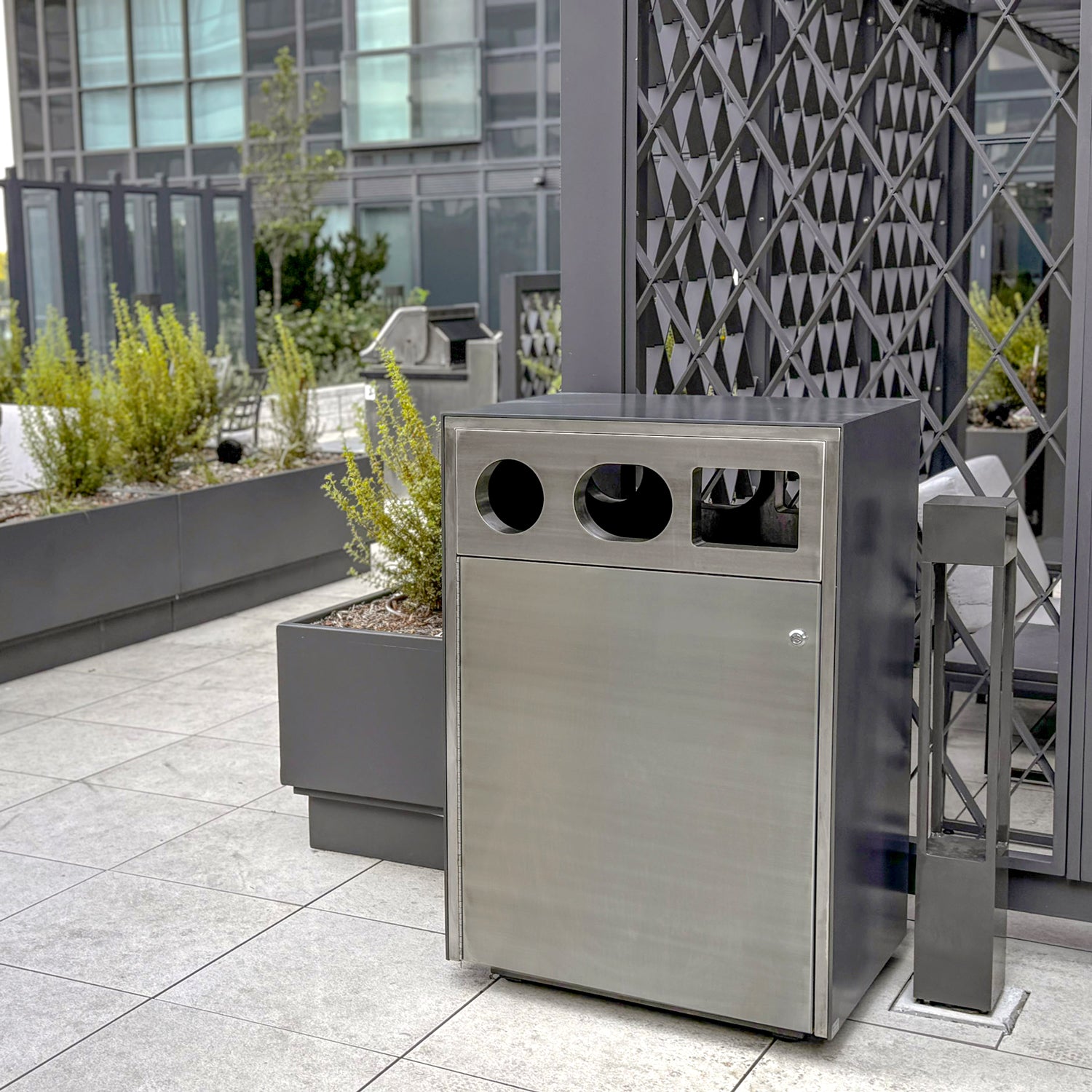 Urban Double Entry 3 Stream Waste Receptacle