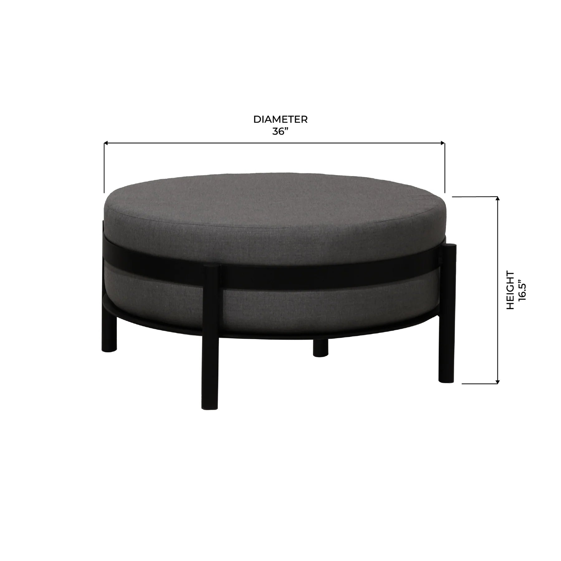 Andreas Small Ottoman 24" dia. X 16.5" high