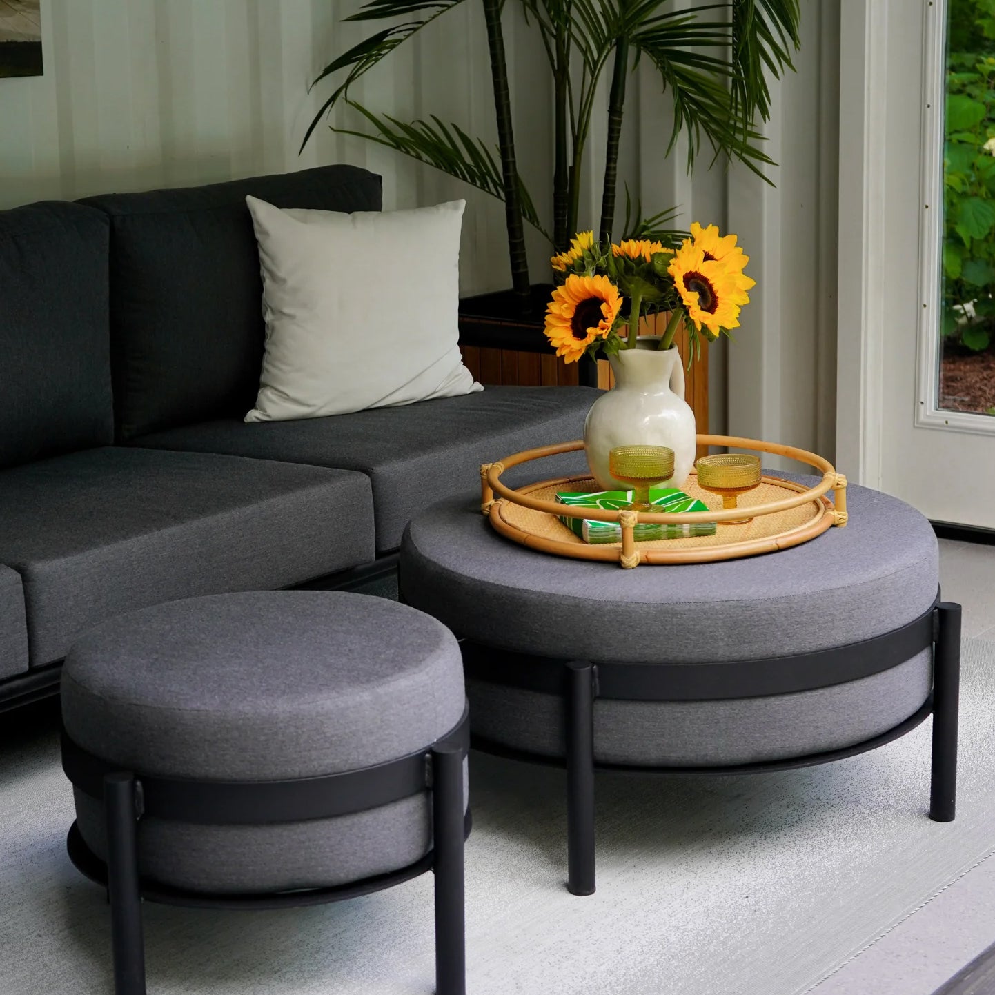 Andreas Small Ottoman 24" dia. X 16.5" high