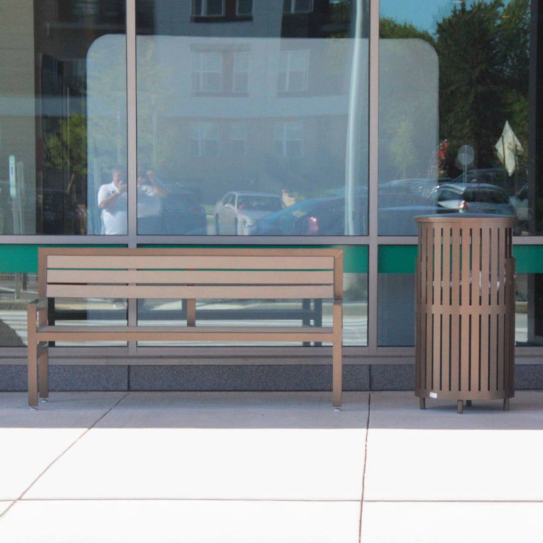 Skyline Bench with Arms, Envirowood Slats