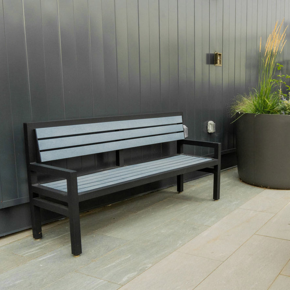 Skyline Bench with Arms, Envirowood Slats