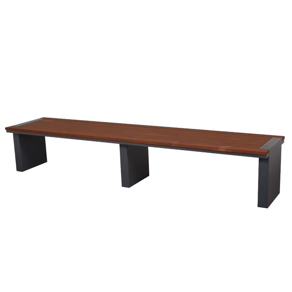 Ridgewood 96" Backless Bench with Tropical Wood Slats