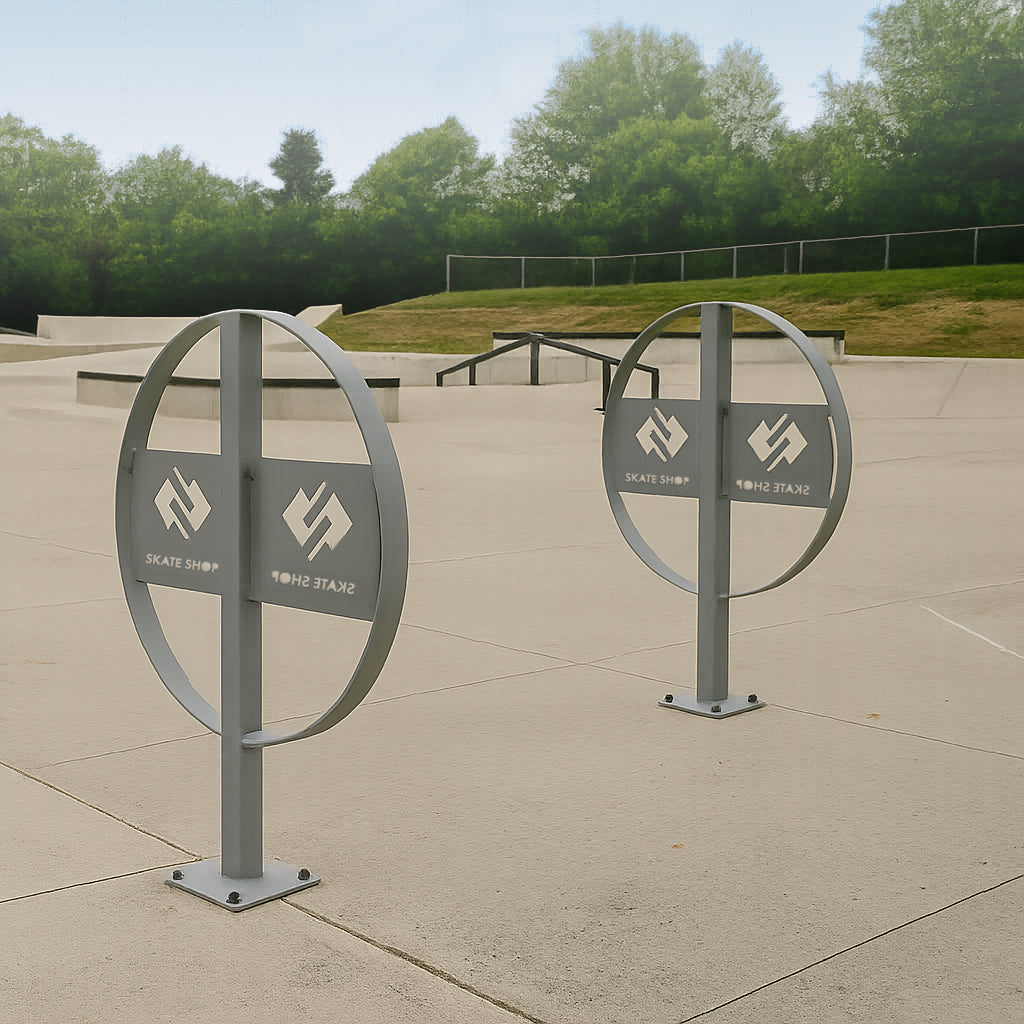 Circum Bicycle Rack with Custom Cut Panel