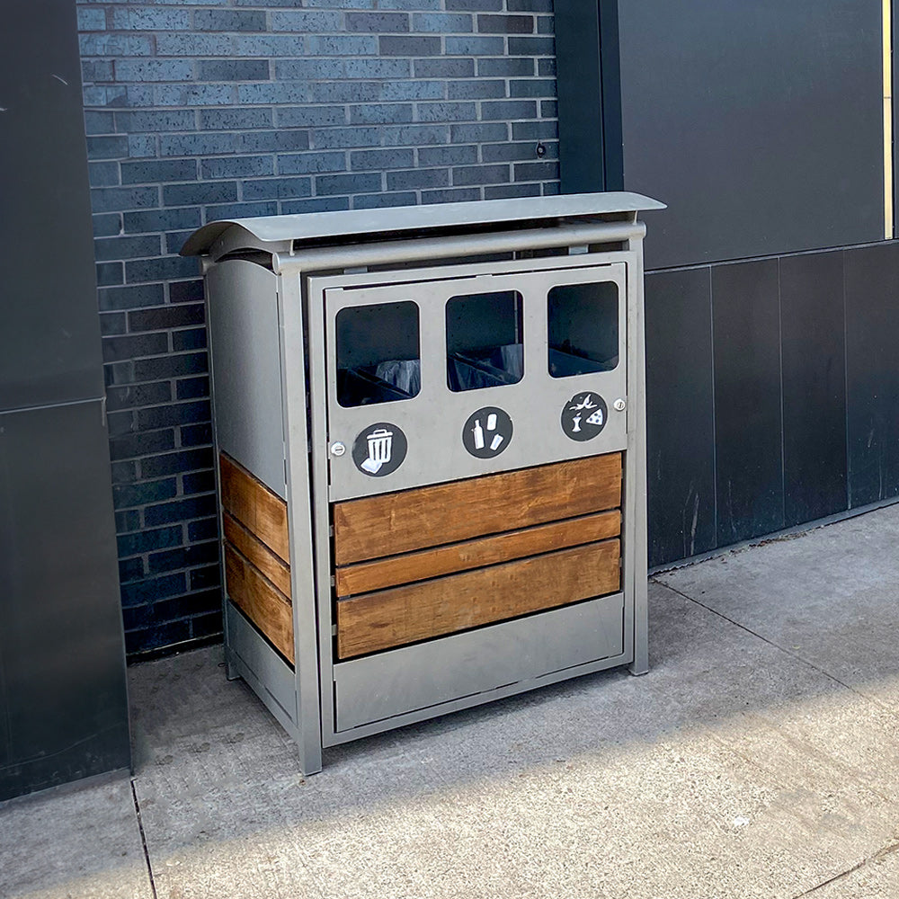 Ecostream Waste/Recycle Receptacle with enviro-wood accents