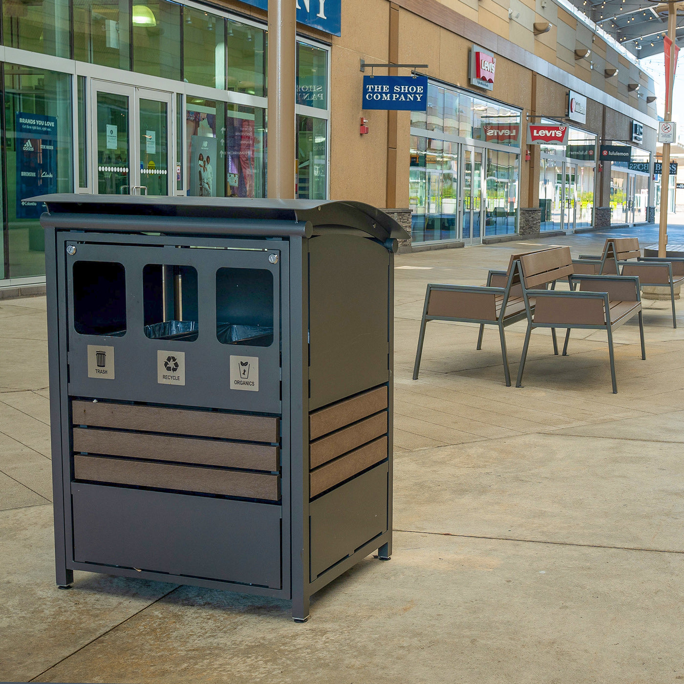 Ecostream Waste/Recycle Receptacle with enviro-wood accents