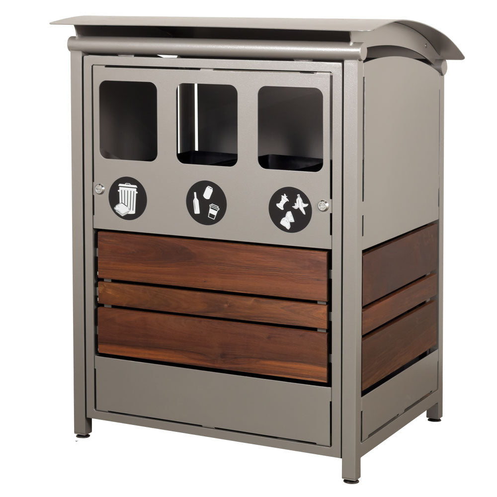 Ecostream Waste/Recycle Receptacle with enviro-wood accents