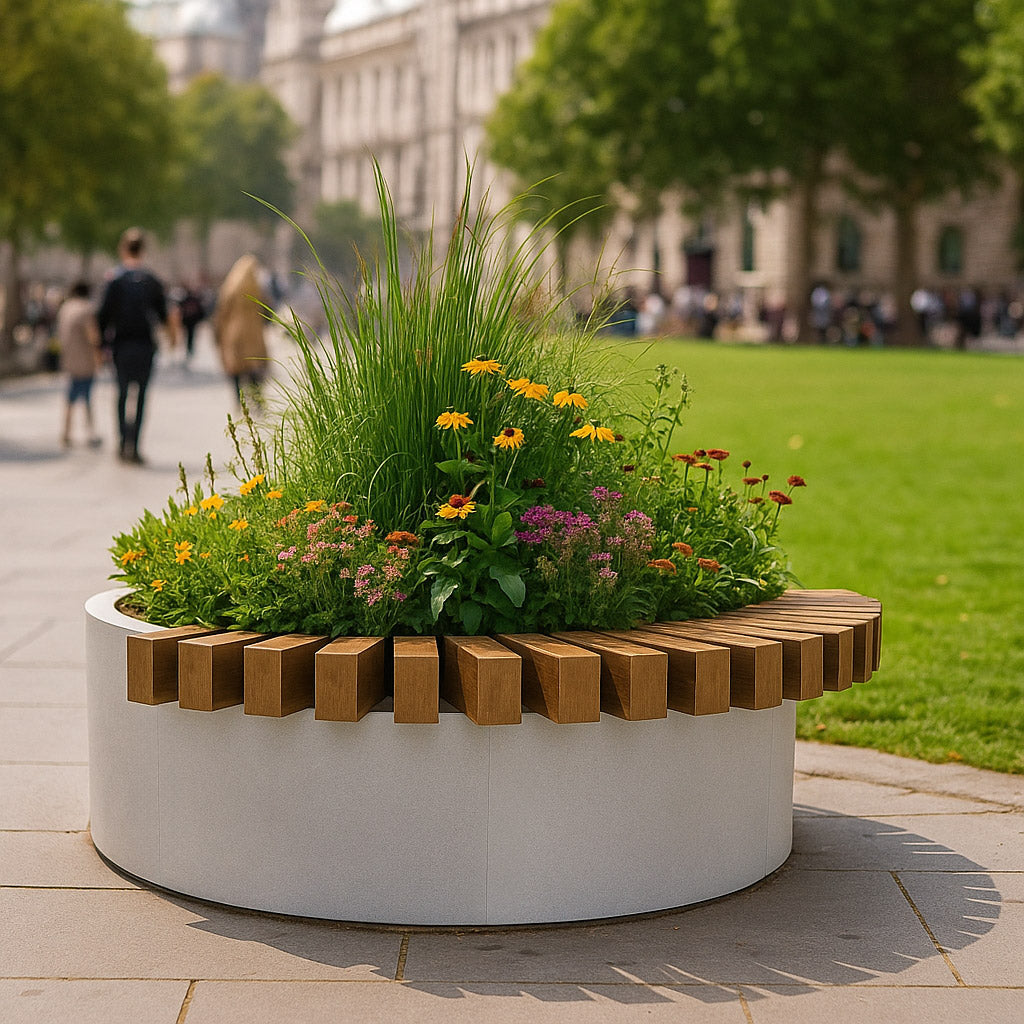 Timber Circular Planter Bench with Enviro-Wood Slats