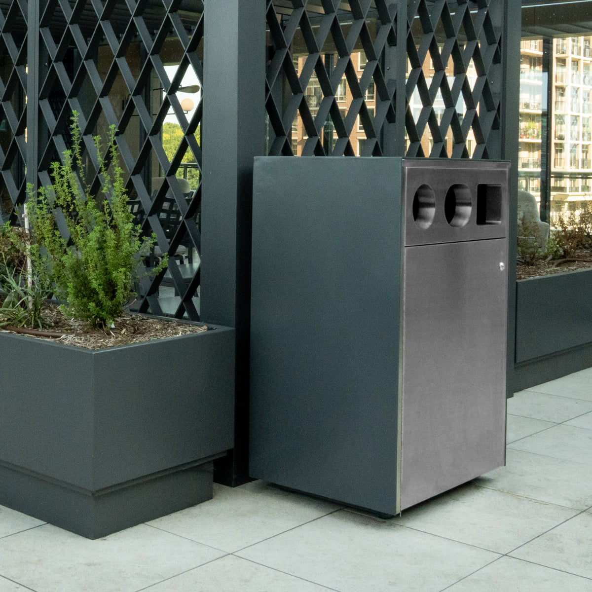 Urban Double Entry 3 Stream Waste Receptacle