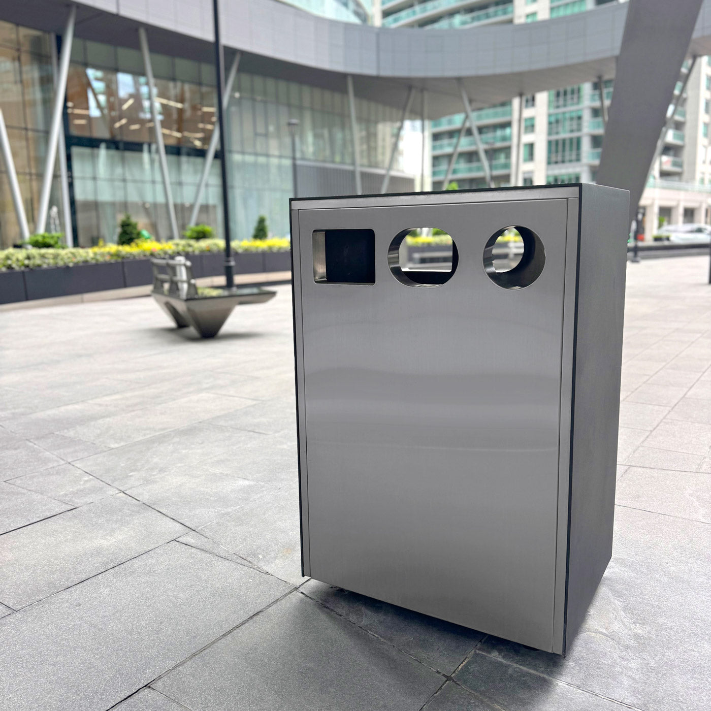 Urban Double Entry 3 Stream Waste Receptacle