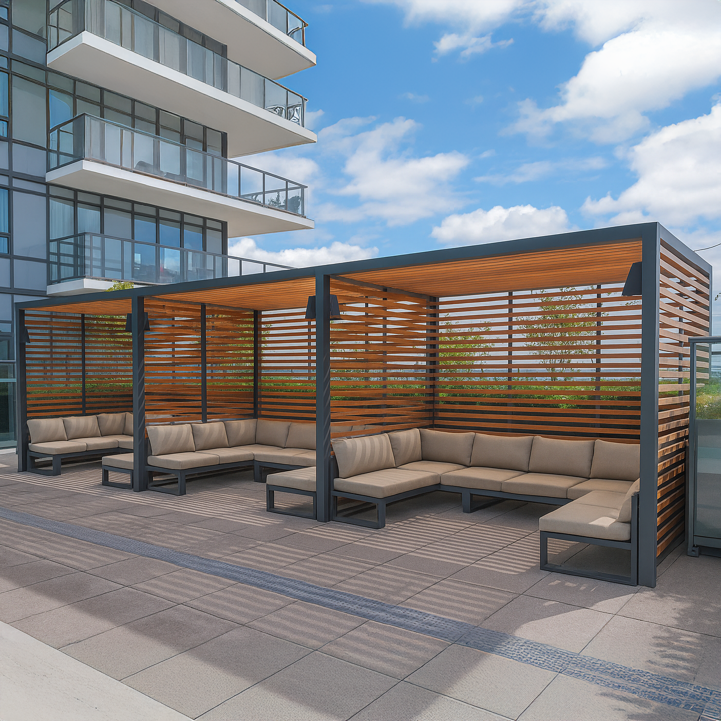 Spacelinx Modular Pergola with Pod Seating
