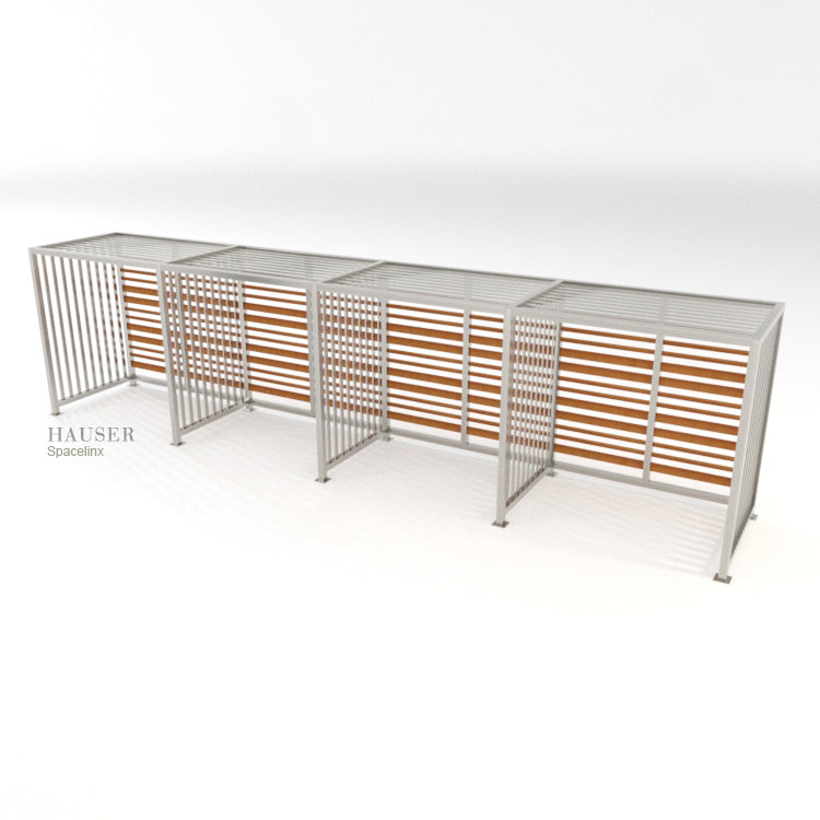 Spacelinx Modular Pergola with Cedar wood slat privacy wall alternate view