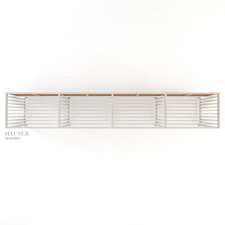 Spacelinx Modular Pergola with Cedar wood slat privacy wall top view