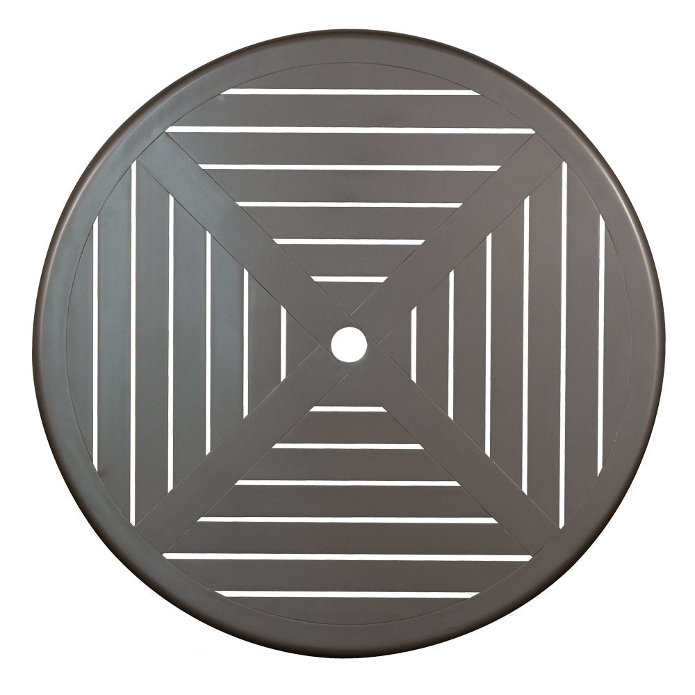 Java Aluminum Slat Table, 36" Dia with Bolt Down Base