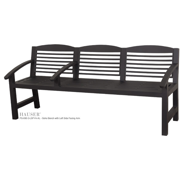 Soho Bench with Left Center Arm - Hauser Site Furniture