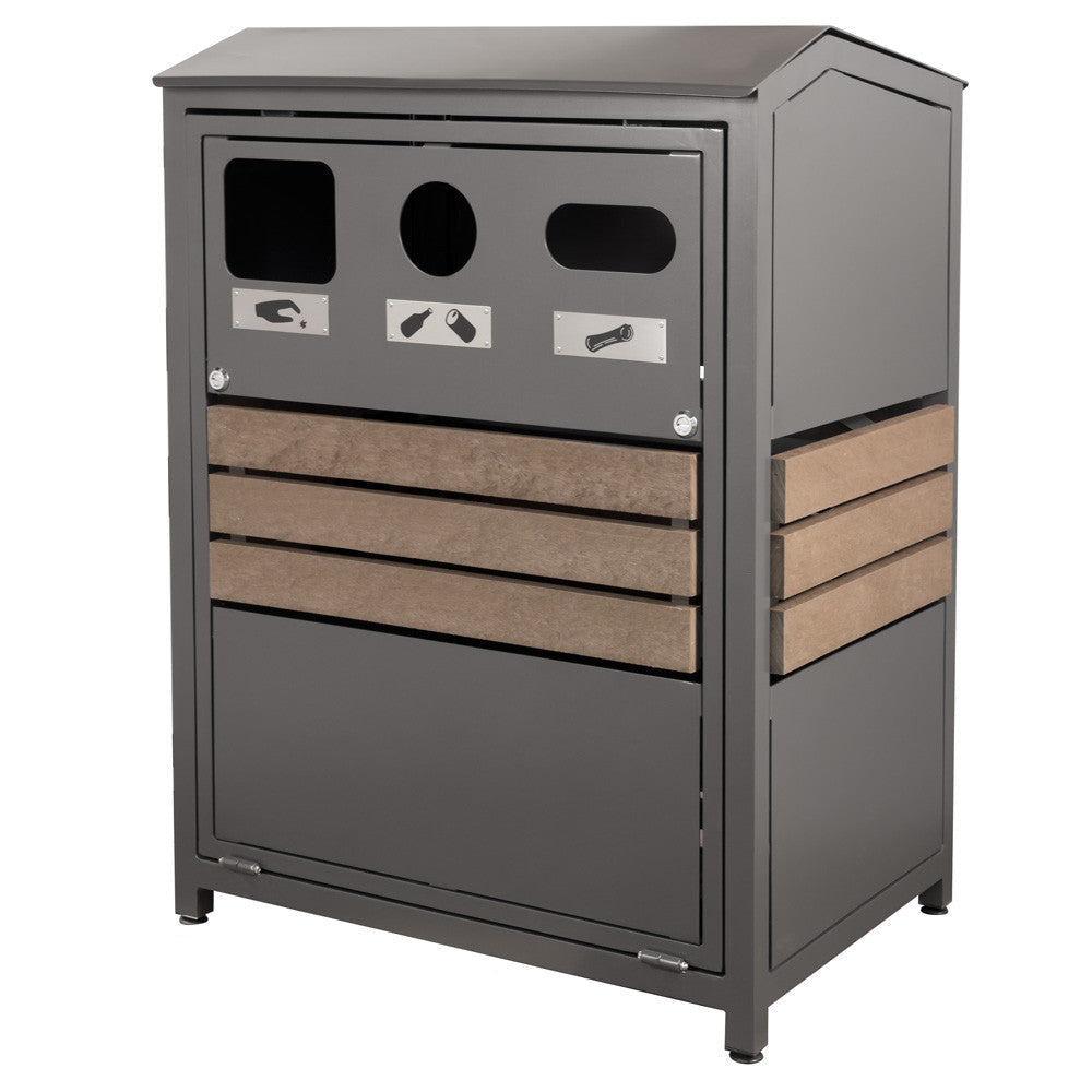 Skyline Waste/Recycle Receptacle with Tropical Wood Accents