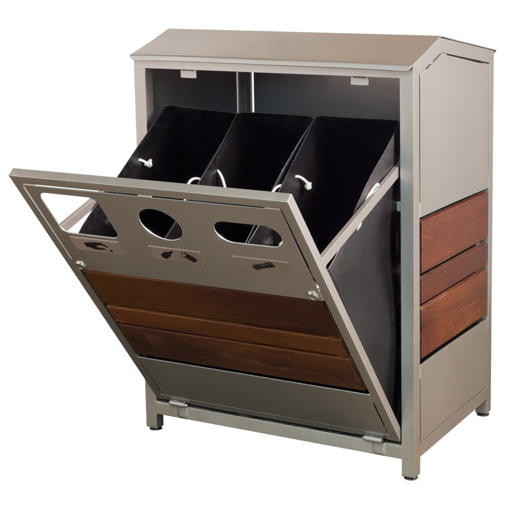 Skyline Waste/Recycle Receptacle with Tropical Wood Accents