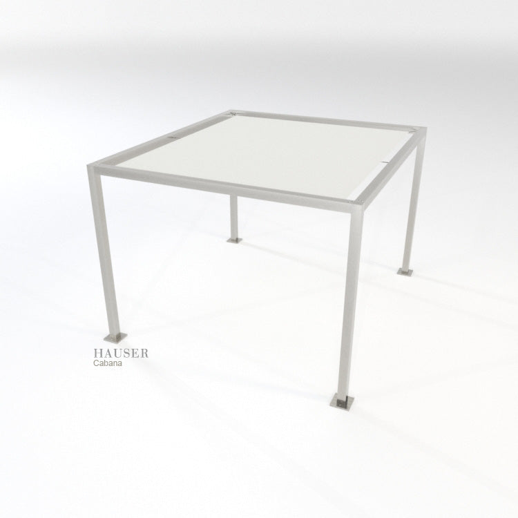 Cabana with tensioned roof fabric canopy, Alternate View