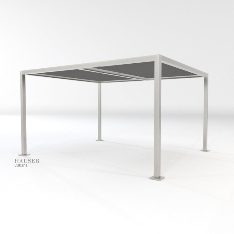 Dual Canopy Cabana with tensioned roof fabric canopies, Hero View