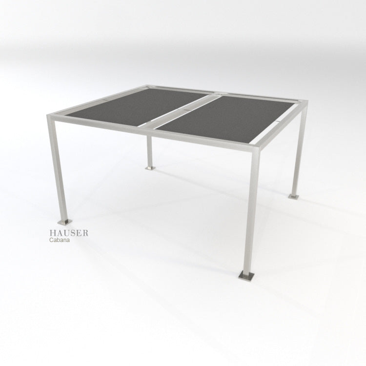 Dual Canopy Cabana with tensioned roof fabric canopies, Alternate View