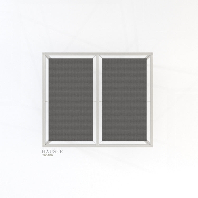 Dual Canopy Cabana with tensioned roof fabric canopies, Top View