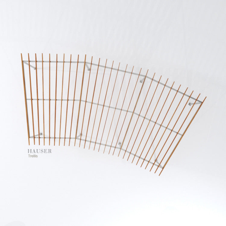 Curved Trellis with Cedar Overhanging Vertically-Oriented Chamfered Purlins, Top View