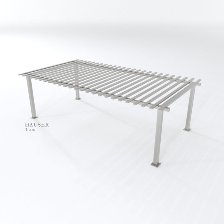 Trellis with Aluminum 2" x 4" Overhanging Horizontal Purlins, Hero View