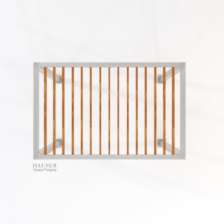 Grand Pergola with Cedar Vertically Oriented Slat Roof, Top View