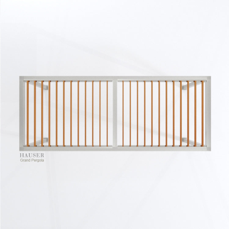 Grand Pergola with Inset Vertically Oriented Cedar Purlins, Top View