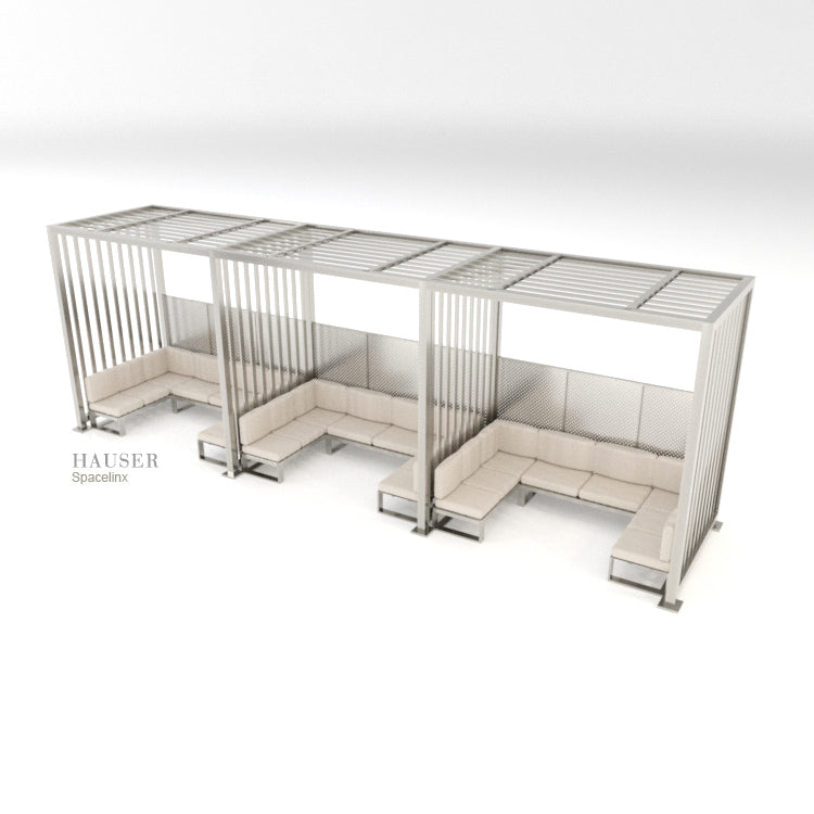 Spacelinx Modular Pergola with POD Lounge Seating, Alt View