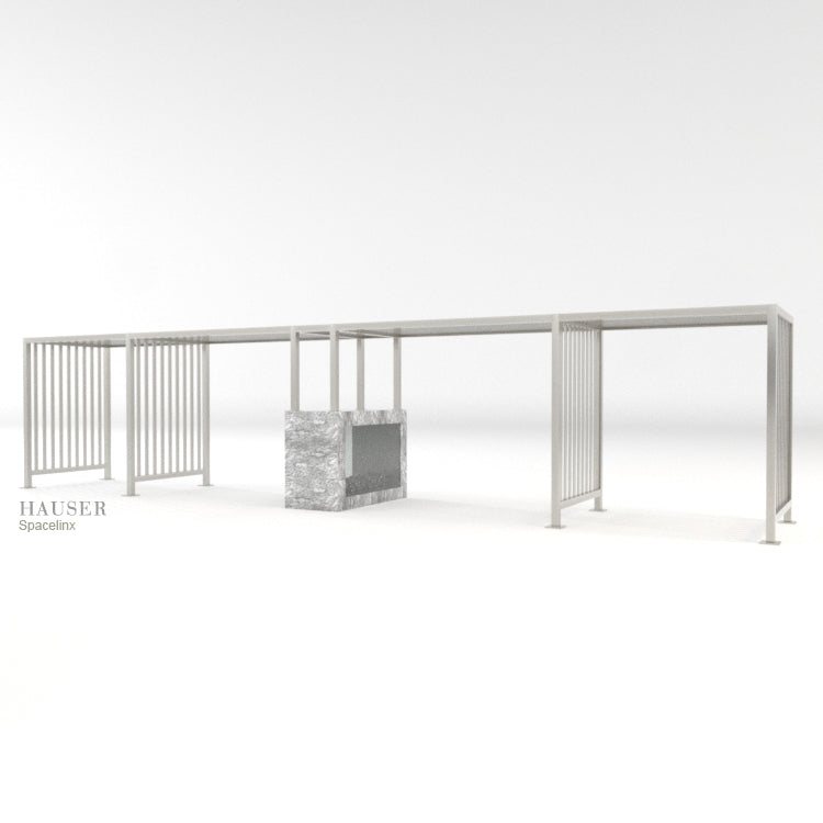 Spacelinx Modular Pergola integrated onto exisitng fire feature, Hero View