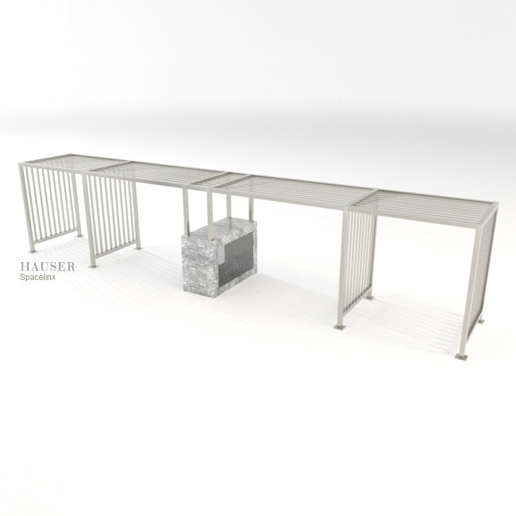 Spacelinx Modular Pergola integrated onto exisitng fire feature, Alt View