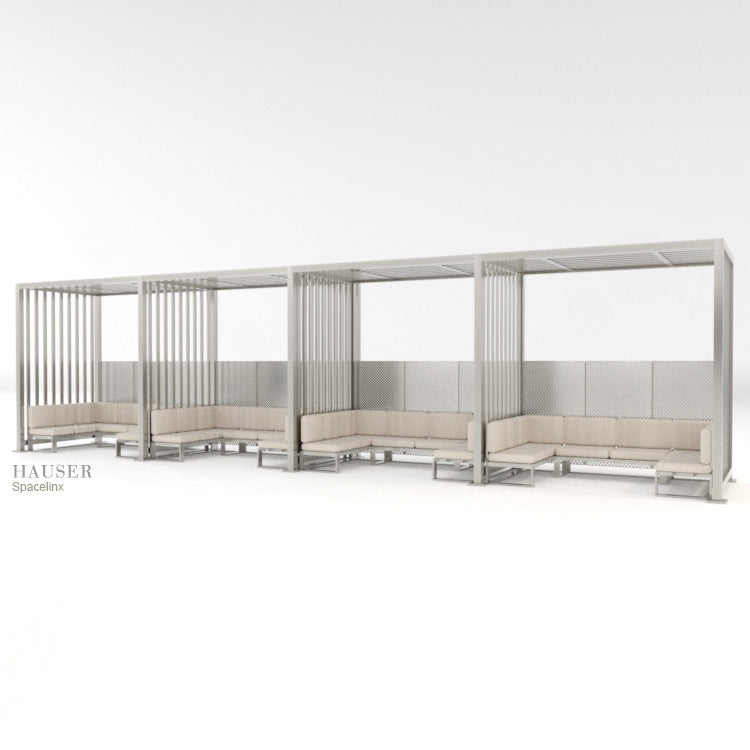 Spacelinx Modular Pergola with POD Lounge Seating, Hero View