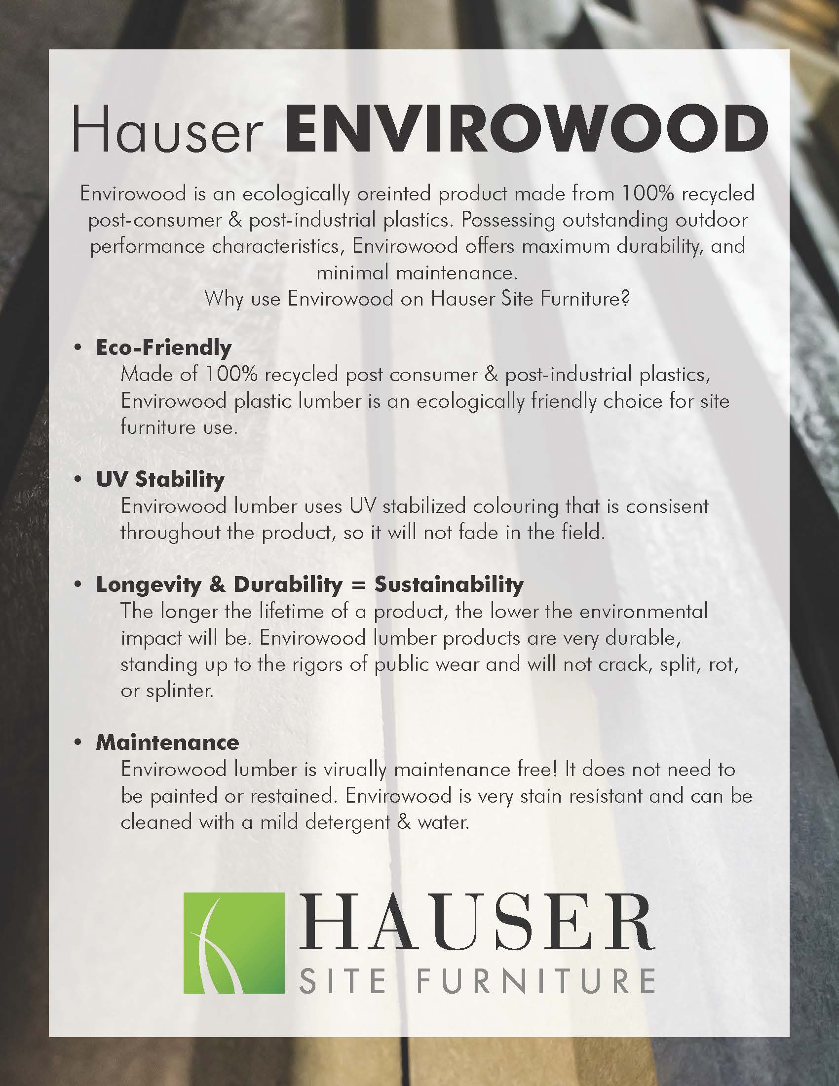 Hauser Envirowood - Quick Facts