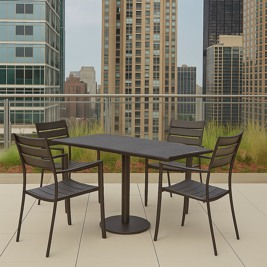 Java Aluminum Slat Table, 24" x 42"