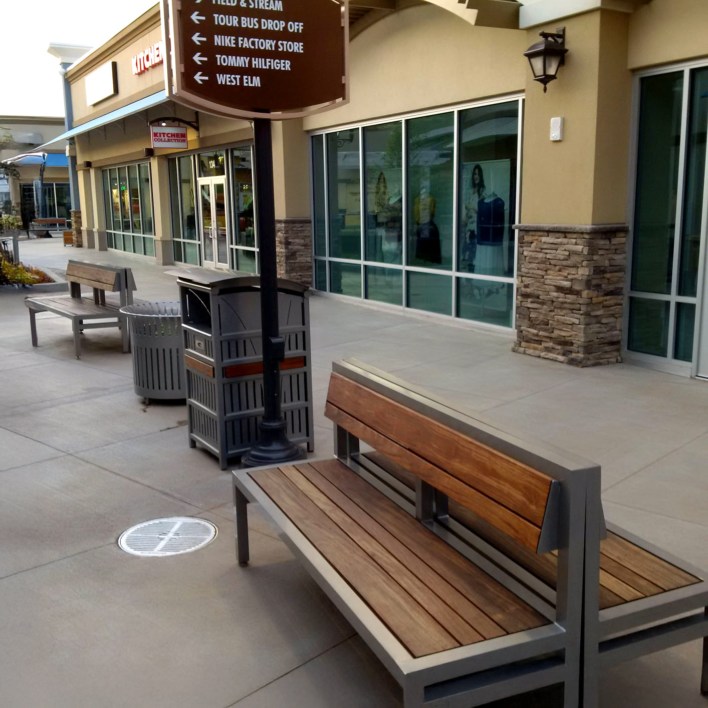 Skyline Armless Bench, Aluminum Slats