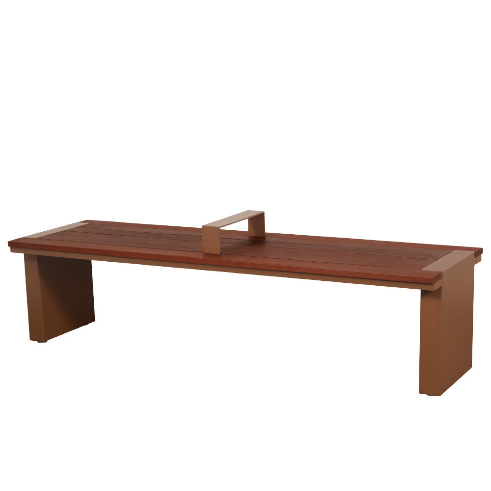 Ridgewood Backless Bench with Tropical Wood Slats & Centre Arm
