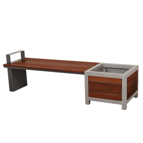 Ridgewood Modular Backless Bench with Arm & Skyline Modular Planter