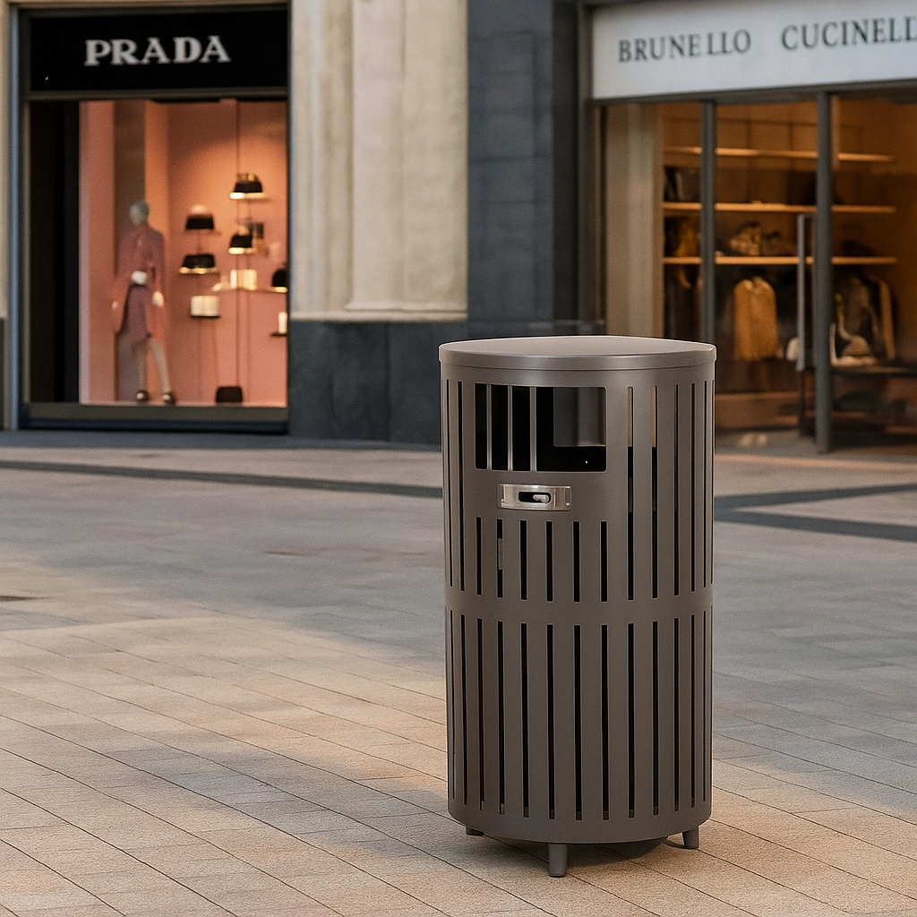 Village Covered Waste Receptacle with Signage