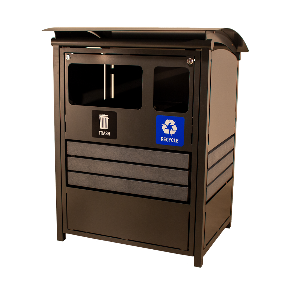 Ecostream Waste/Recycle Receptacle with enviro-wood accents