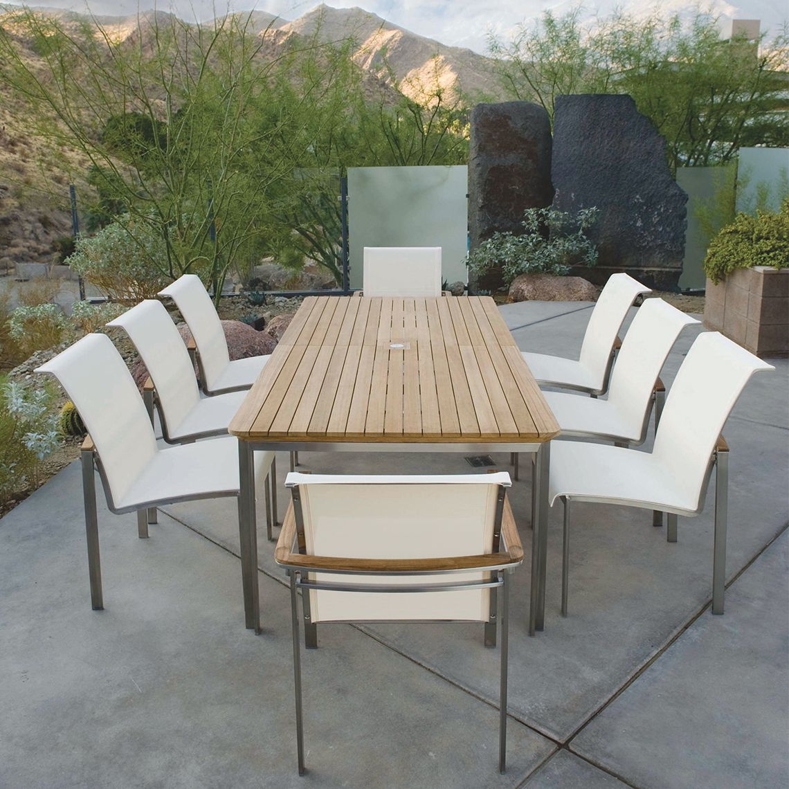 Tivoli Stainless and Teak Rectangular Table