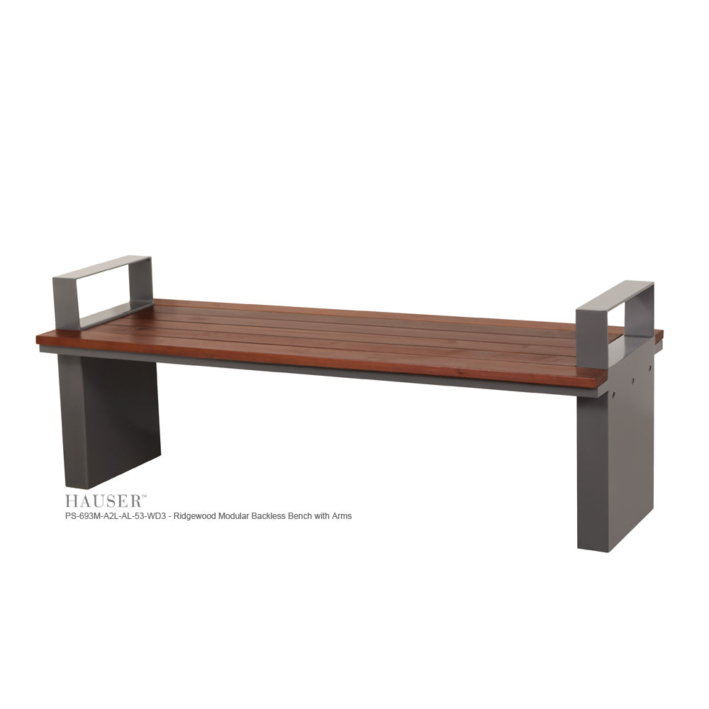 Ridgewood Modular Backless Bench with Arms - Hauser Site Furniture