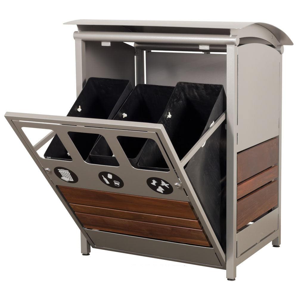 Ecostream Waste/Recycle Receptacle with enviro-wood accents