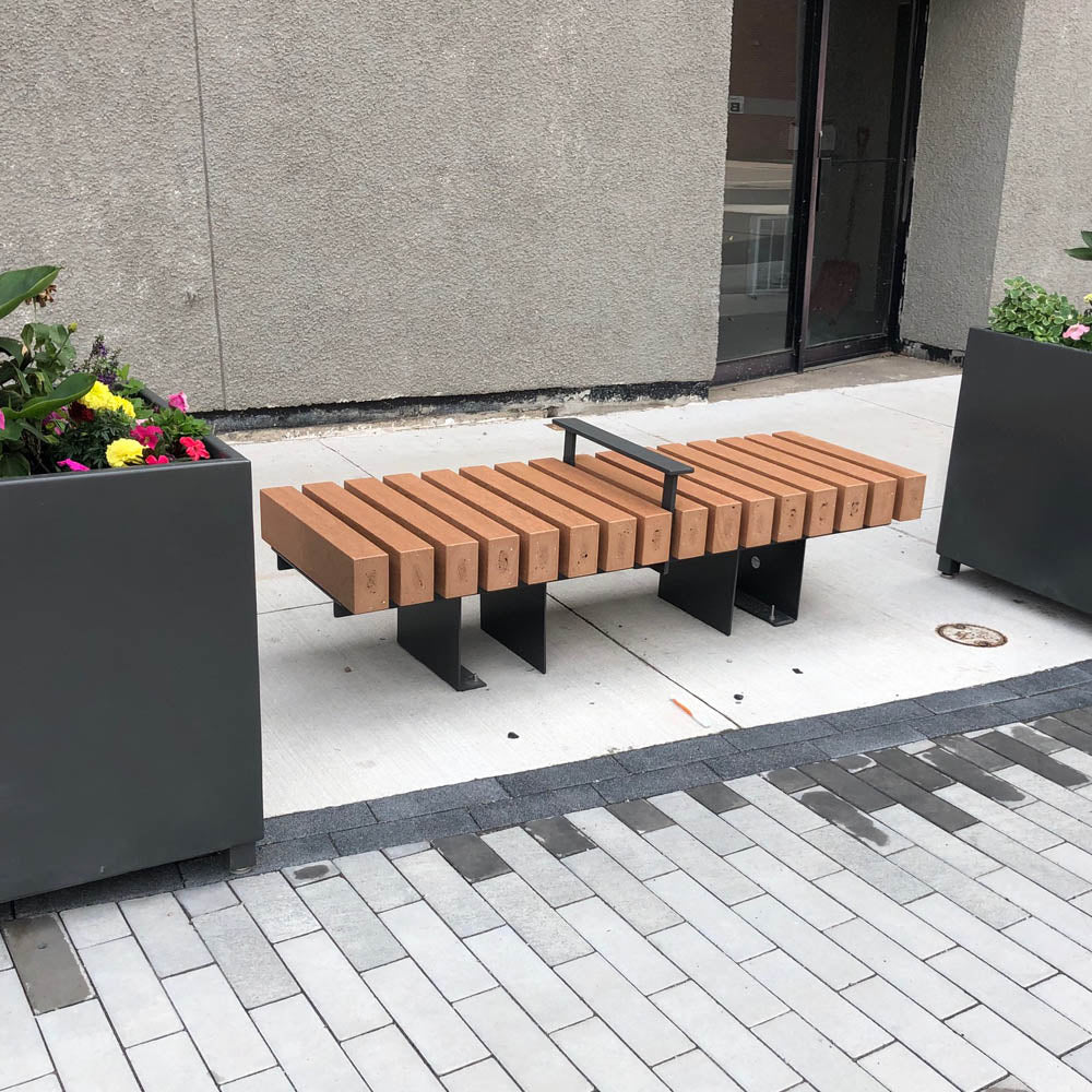 Timber Backless Bench with Center Arm