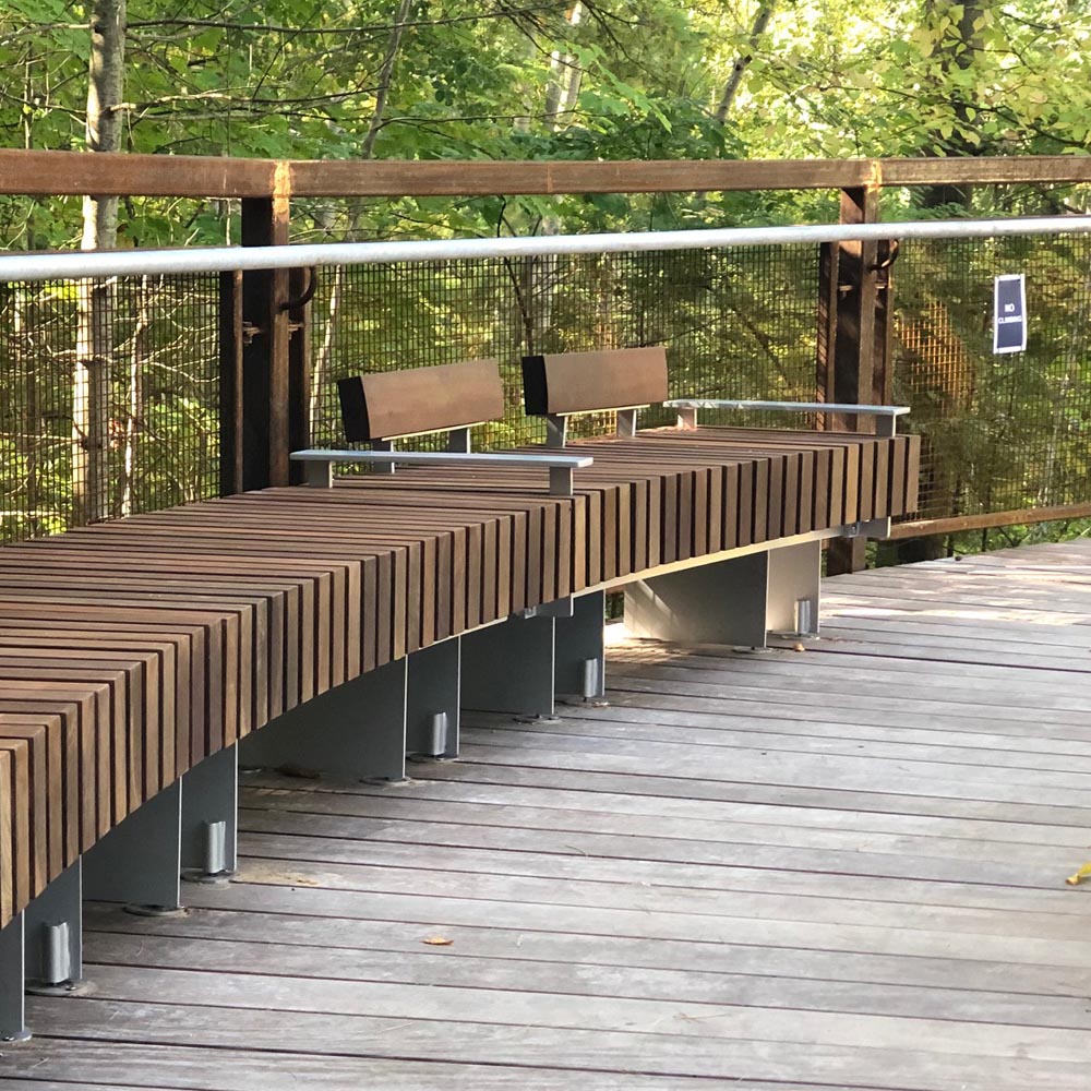 Timber 76" Concave Curved Bench with Arms