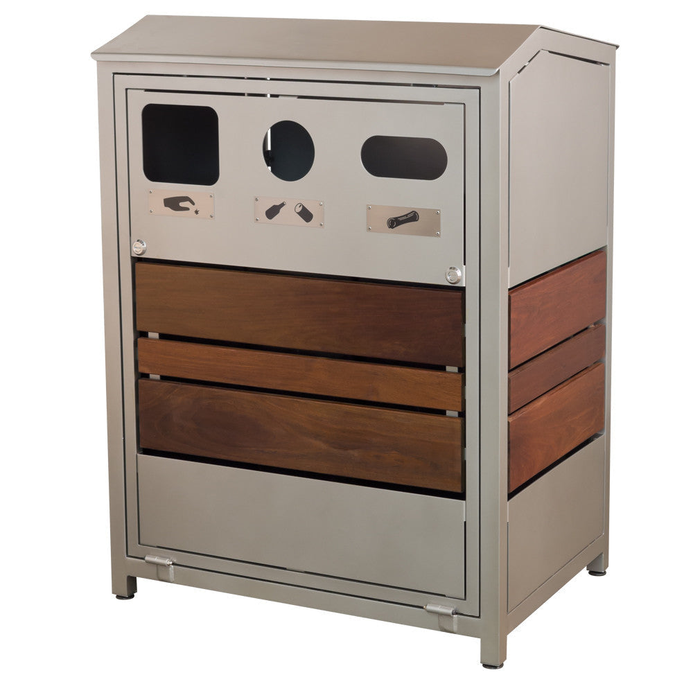 Skyline Waste/Recycle Receptacle with Tropical Wood Accents