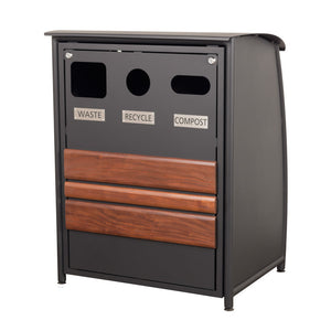 Boomerang Waste/Recycle Receptacle with Tropical Wood Accents