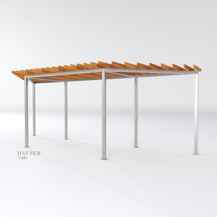 Trapezoidal Trellis with Cedar Overhanging Vertical Purlins, Alt View