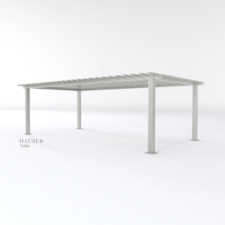 Trellis with Aluminum 2" x 4" Overhanging Horizontal  Purlins, Alt View